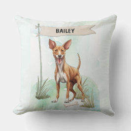 Pharaoh Hound Watercolor Personalized Dog Kudde
