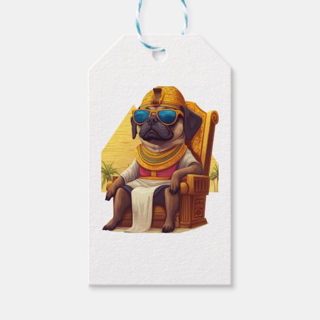 Pharaoh Pug � Ancient Egypten Hund Presentetikett (Framsidan)
