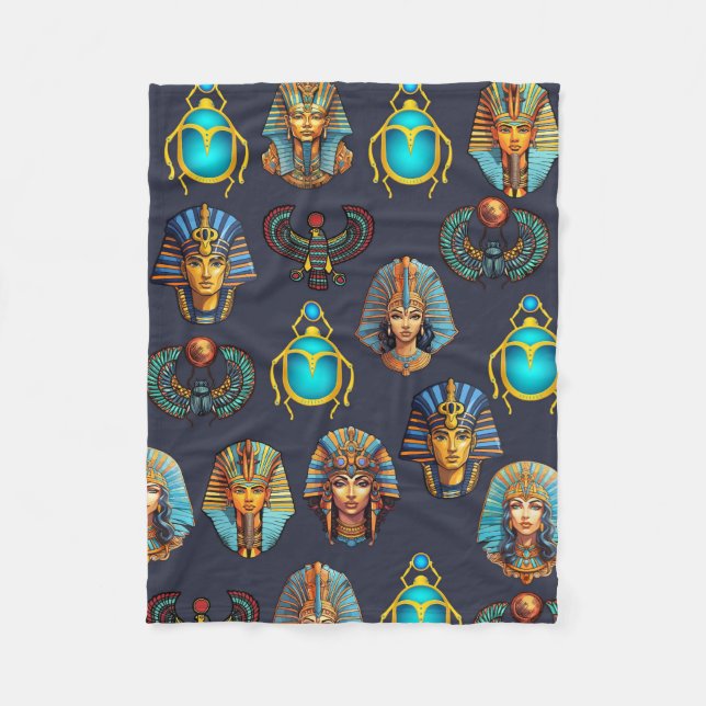 Pharaoh's Legacy: Antique Egyptian Mönster Fleecefilt (Framsidan)