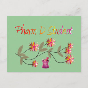 Pharm D Student Blommigt Design Vykort