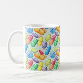 Pharmacist Brush Watercolor Red Blue Pills Kaffemugg