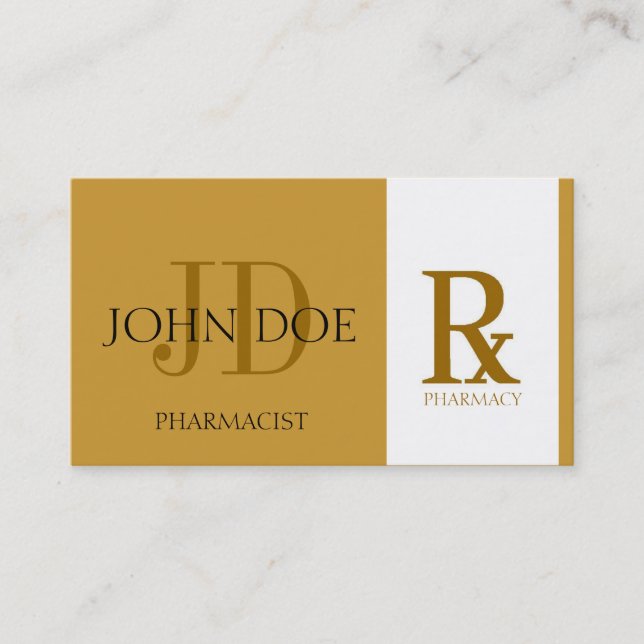Pharmacist/guld för receptapotekgult visitkort (Framsida)