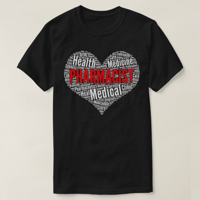 Pharmacist Heart Pharmacy Word Cloud graphic T Shirt (Design framsida)