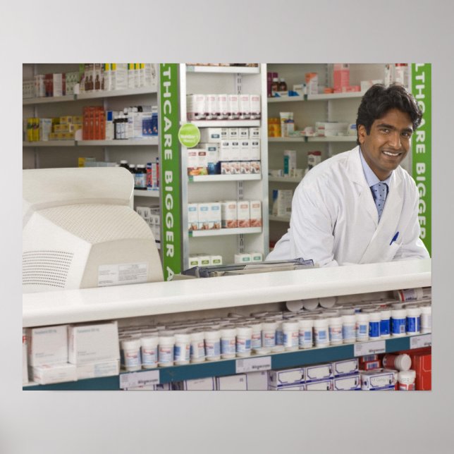 Pharmacist in a pharmacy poster (Framsidan)
