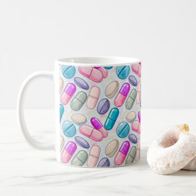 Pharmacist Pastel Pills Illustration Kaffemugg (Med munk)