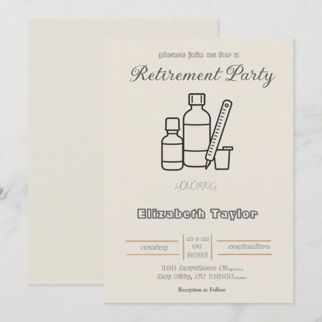 Pharmacist Retirement Party Invitation Inbjudningar (Fram/baksida)
