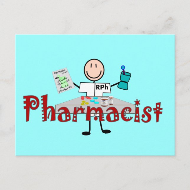 Pharmacist Stick Person—Gifts Vykort (Framsida)