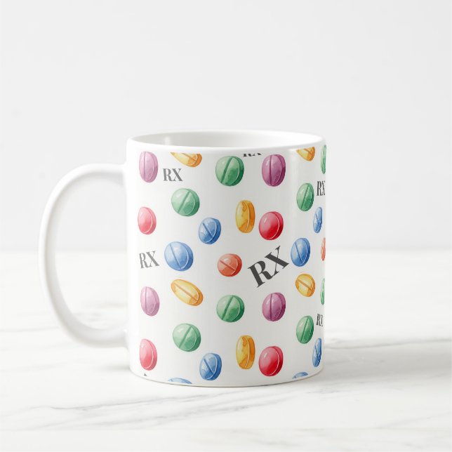Pharmacist Watercolor Pills RX Symbol Kaffemugg (Vänster)