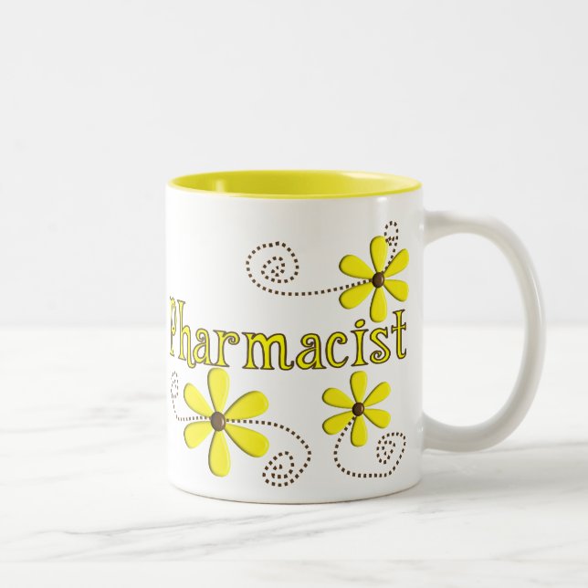 Pharmacistgåvor, gula daisy Två-Tonad mugg (Höger)