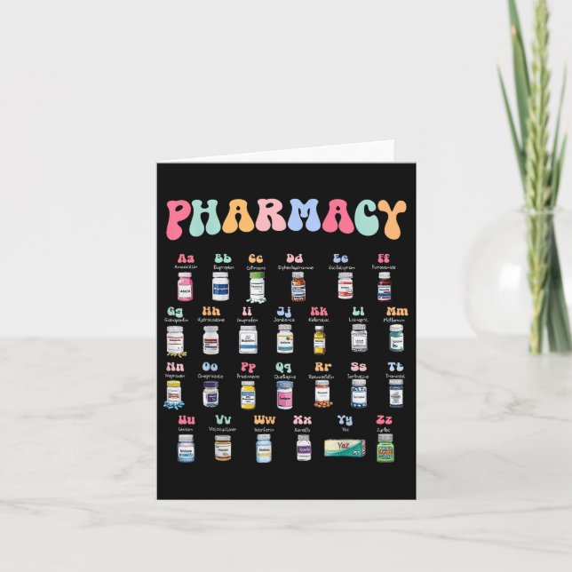 Pharmacy Alphabet Doktor of Pharmacy Tech Medicine Kort (Framsida)