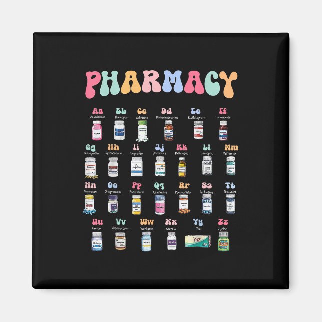 Pharmacy Alphabet Doktor of Pharmacy Tech Medicine Magnet (Framsidan)