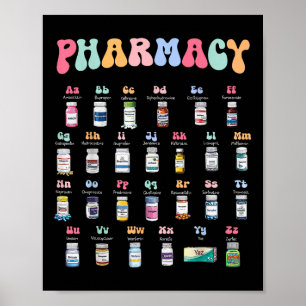 Pharmacy Alphabet Doktor of Pharmacy Tech Medicine Poster