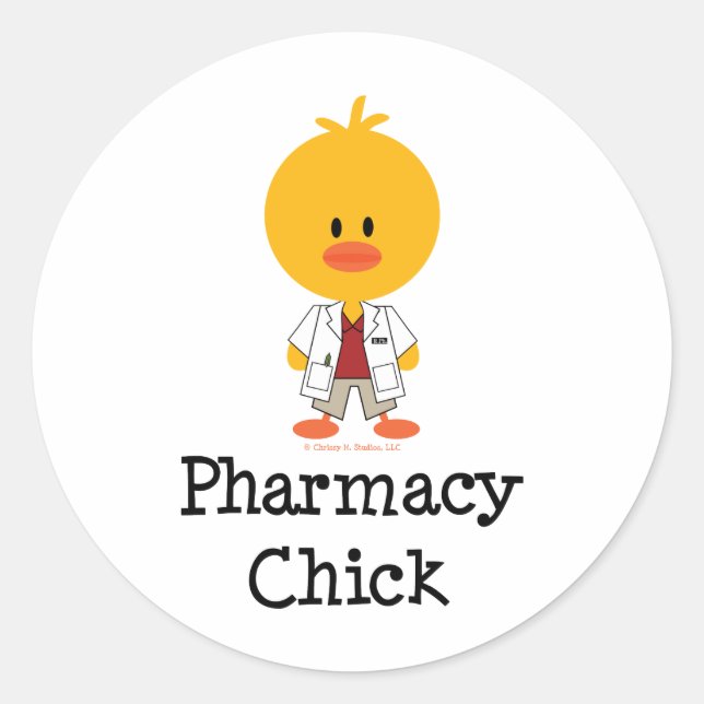 Pharmacy Chick Stickers Runt Klistermärke (Framsida)