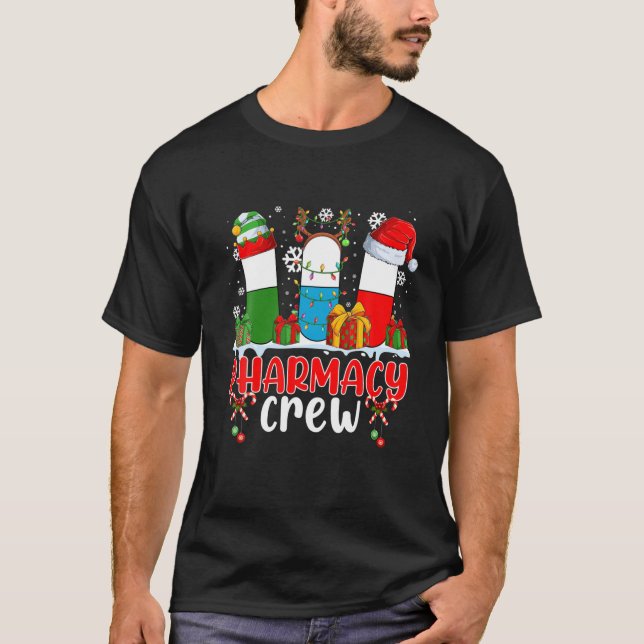 Pharmacy Crew jul Funny Three Pills ELF Rein T Shirt (Framsida)