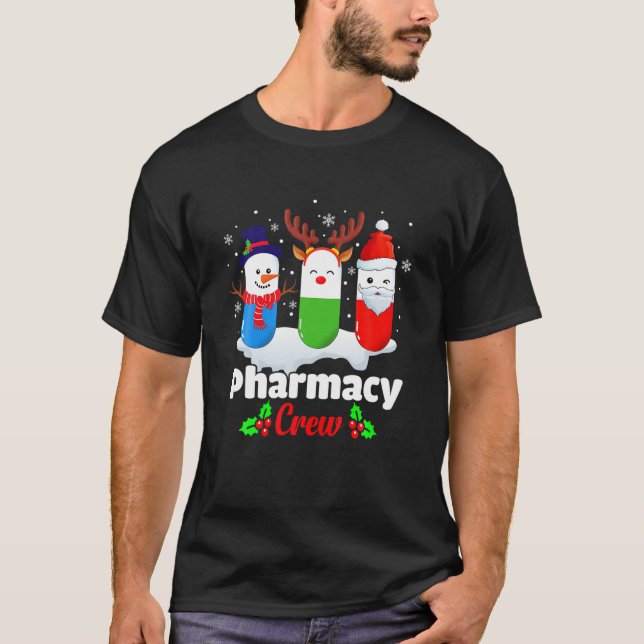 Pharmacy Crew jul Pills Snögubbe Reindeer San T Shirt (Framsida)