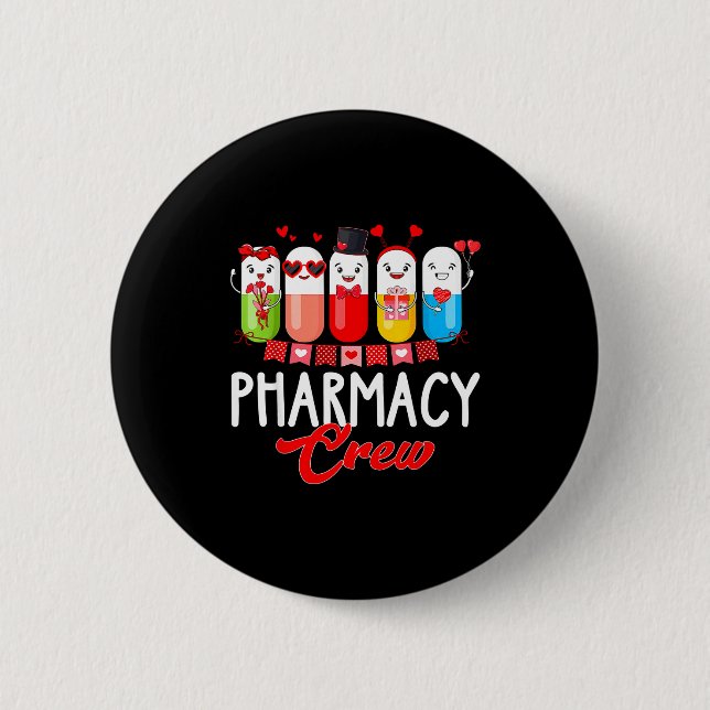 Pharmacy Crew Nurse Valentines Day Pharmacist Tech Knapp (Framsida)