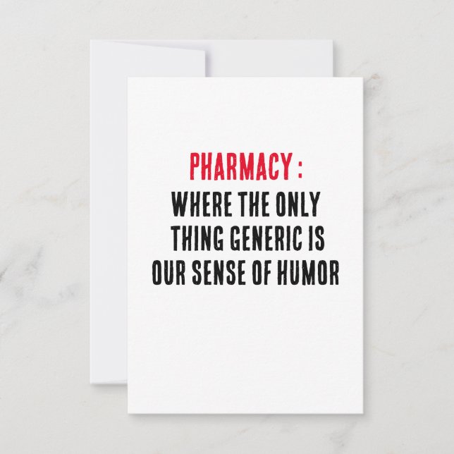 Pharmacy: Där det enda generiska sak är vårt Tack Kort (Framsida)