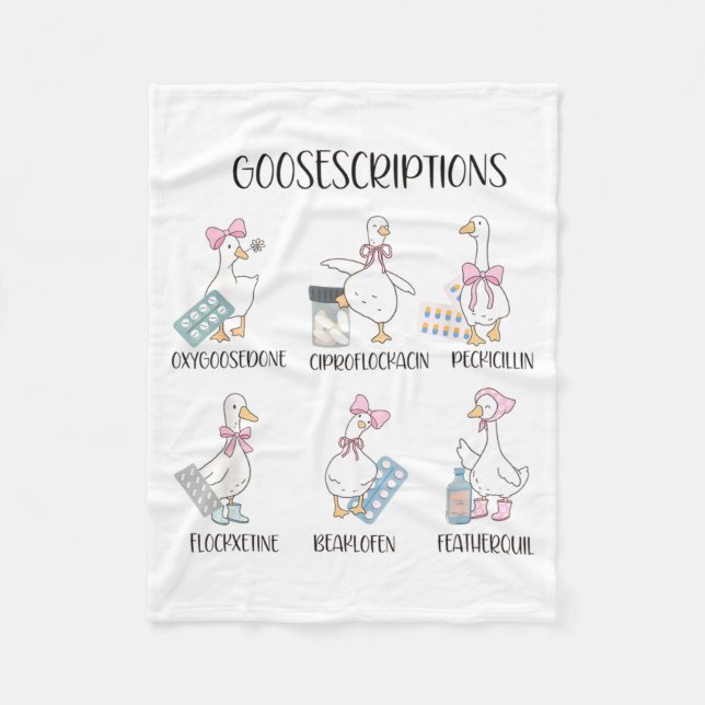 Pharmacy Funny Goose Silly Prescriptions Puns Medi Fleecefilt (Framsidan)