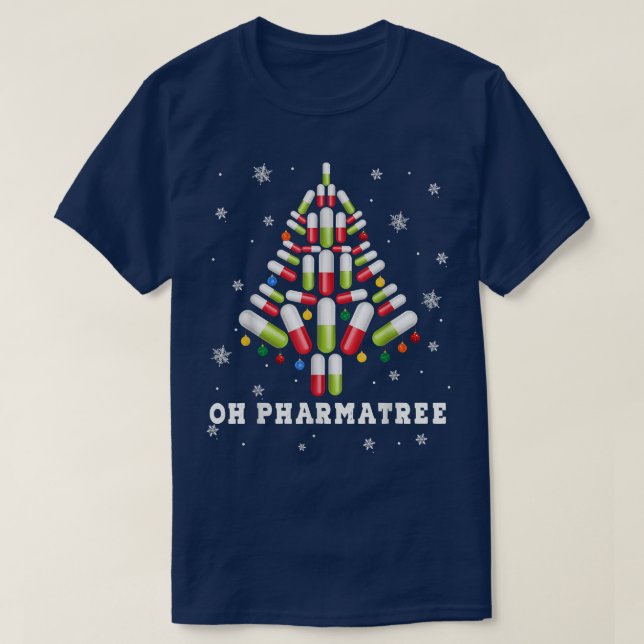 Pharmacy Julgran Oh Pharmatree Ugly Christm T Shirt (Design framsida)