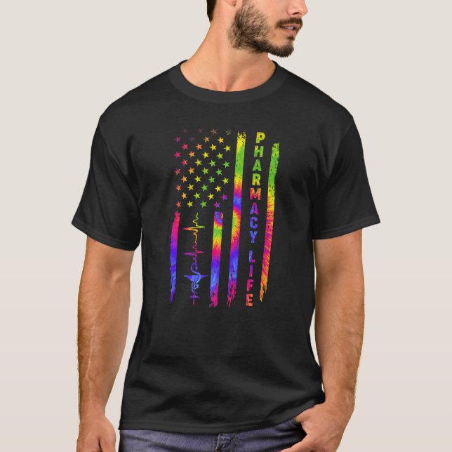 Pharmacy Life Pharmacist American US US Flagga Tie T Shirt (Framsida)