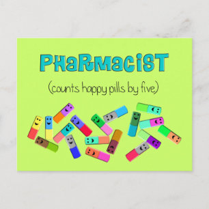 Pharmacy "Lycklig Pills" design Vykort