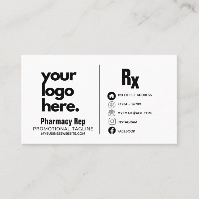 Pharmacy Rep Medical Anpassningsbar Branded Visitkort (Framsida)