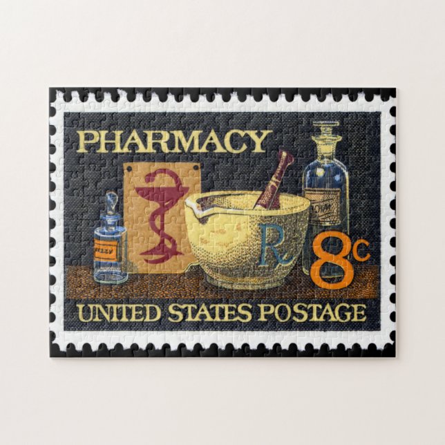 Pharmacy Rx Frimärke~Pharmacist ~Druggist~Apotheca Pussel (Horisontell)