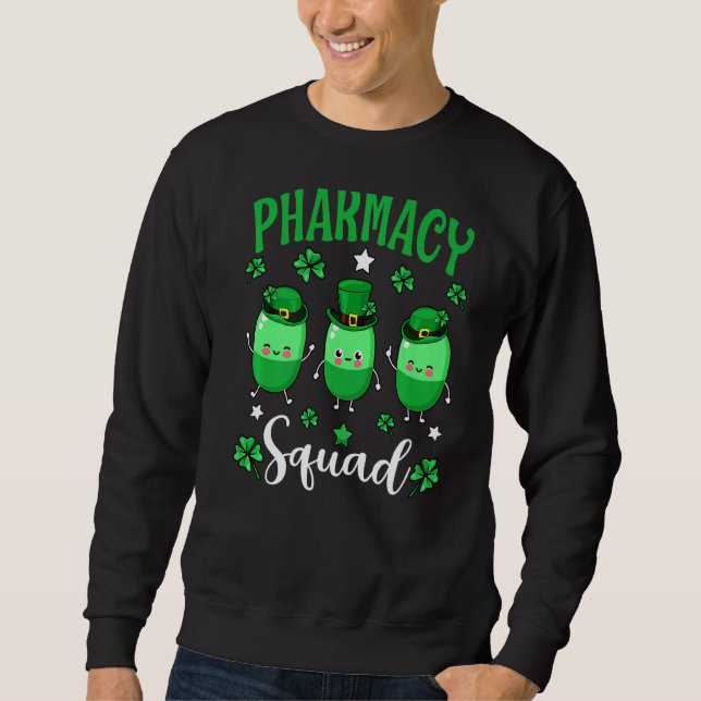 Pharmacy Squad Leprechaun Pharmacist St Patrick S Lång Ärmad Tröja (Framsida)