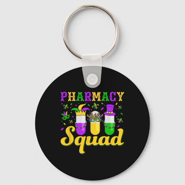 Pharmacy Squad Mardi Gras Pharmacist Technician Nyckelring (Framsida)
