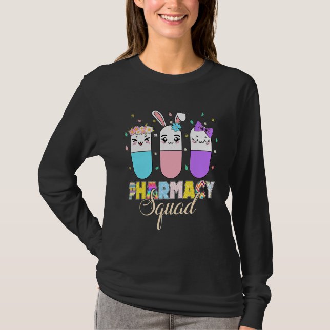 Pharmacy Squad Pharmacy Crew Cute Bunny Egg Lyckli T Shirt (Framsida)