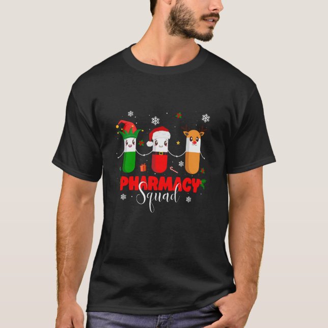 Pharmacy Squad Santa Elf Reindeer Pills Funny Chri T Shirt (Framsida)
