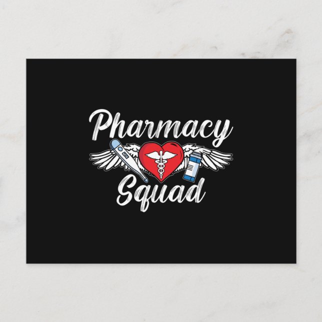 Pharmacy Squad Technician Medicine Tech Pharmaci Vykort (Framsida)