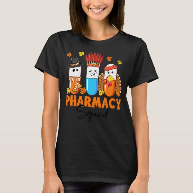 Pharmacy Squad Thanksgiving Thankful Turkey Pharma T Shirt (Framsida)