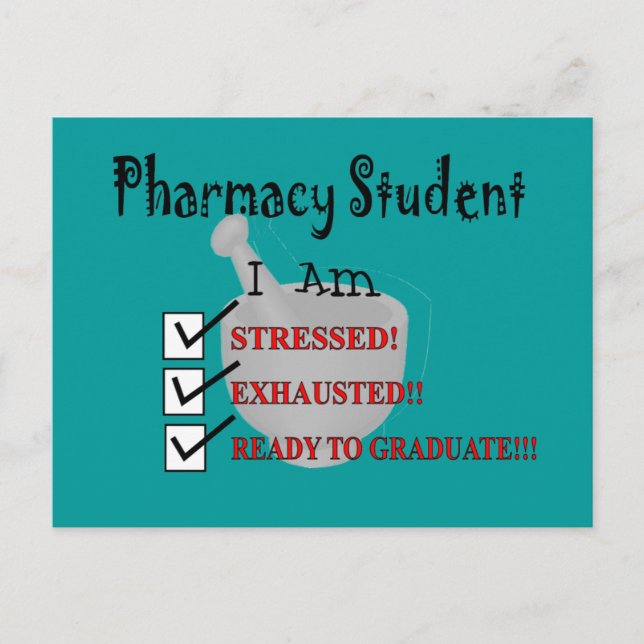 Pharmacy Student "Redo till Student!!!" Meddelande Vykort (Framsida)