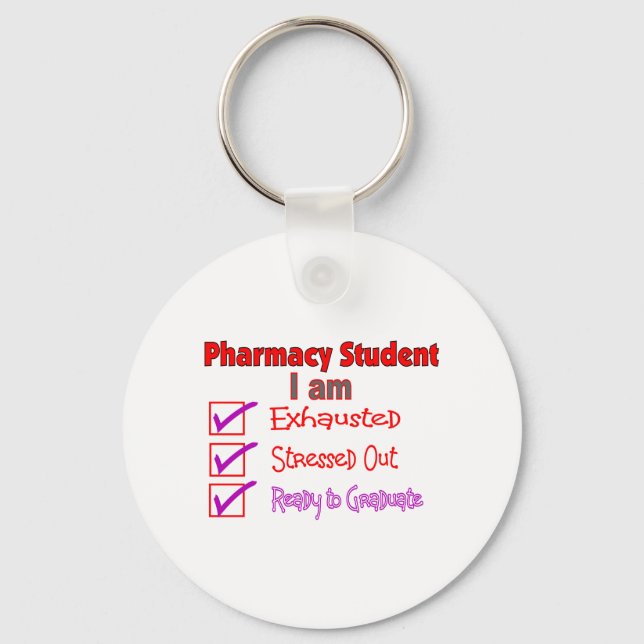 Pharmacy Student "Stressat, Exhausted" Gifts Nyckelring (Framsida)