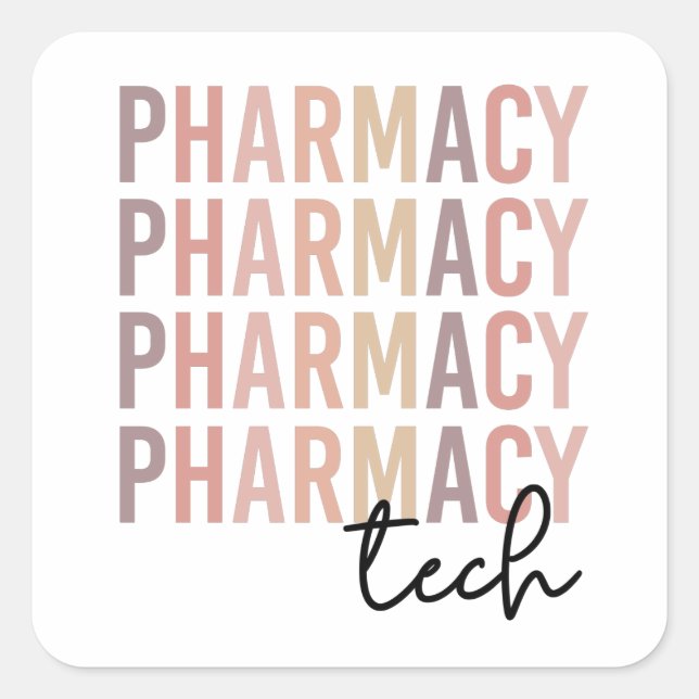 Pharmacy Tech | Apotekstekniker Fyrkantigt Klistermärke (Framsida)