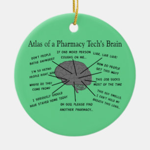 Pharmacy Tech "Atlas of Pharmacy Tech Brain" Julgransprydnad Keramik