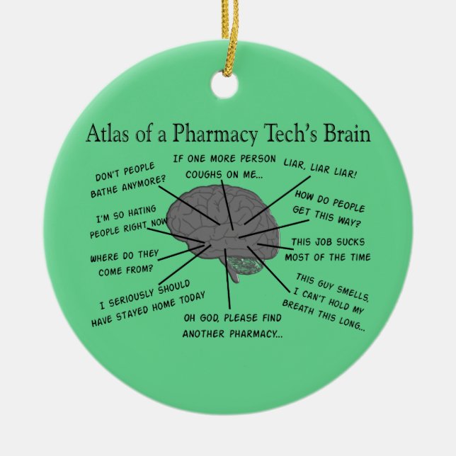 Pharmacy Tech "Atlas of Pharmacy Tech Brain" Julgransprydnad Keramik (Framsidan)