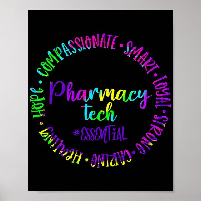 Pharmacy Tech Caring Strong Essential Smart Royal Poster (Framsidan)