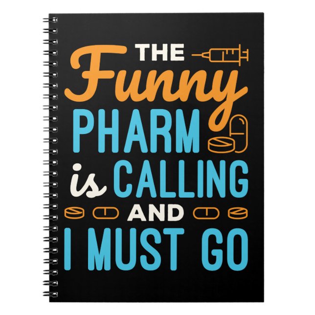 Pharmacy Tech Funny Pharm ringer Anteckningsbok (Framsidan)