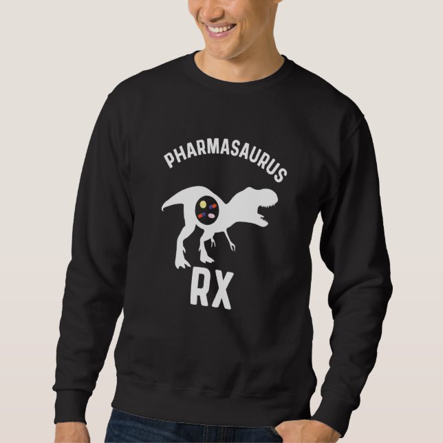 Pharmacy Tech Humor Pharmacy Week Pharmasaurus Rx Lång Ärmad Tröja (Framsida)