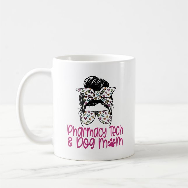 Pharmacy Tech Hund Mamma Funny Gift Kaffemugg (Vänster)
