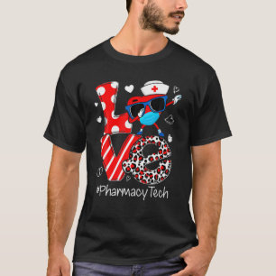 Pharmacy Tech Kärlek Valentine Day Leopard Dabbing T Shirt