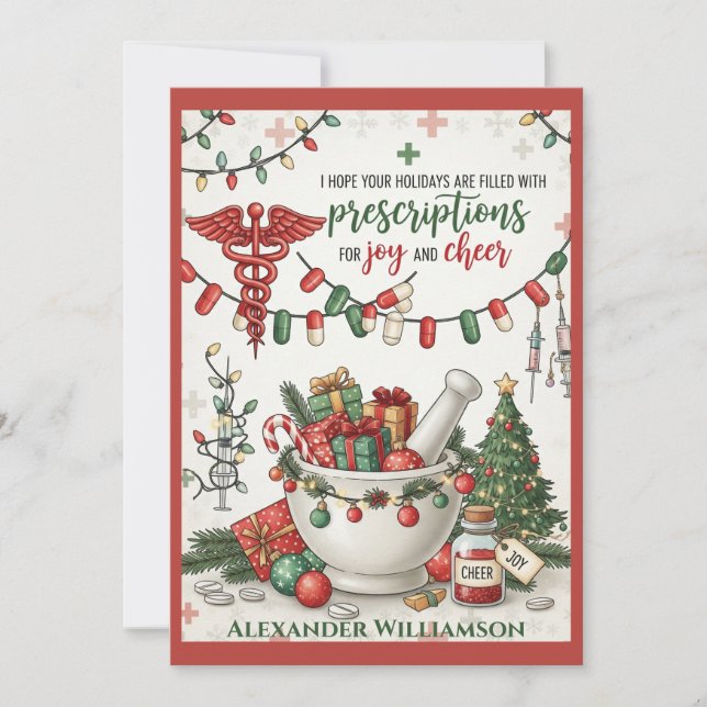Pharmacy Tech & Nurse jul Card Joy Julkort (Framsida)