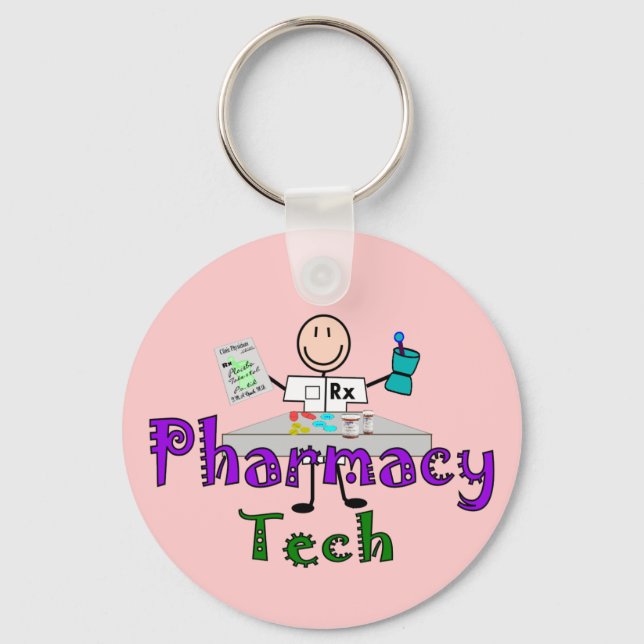 Pharmacy Tech Stick figurer Design Gifts Nyckelring (Framsida)