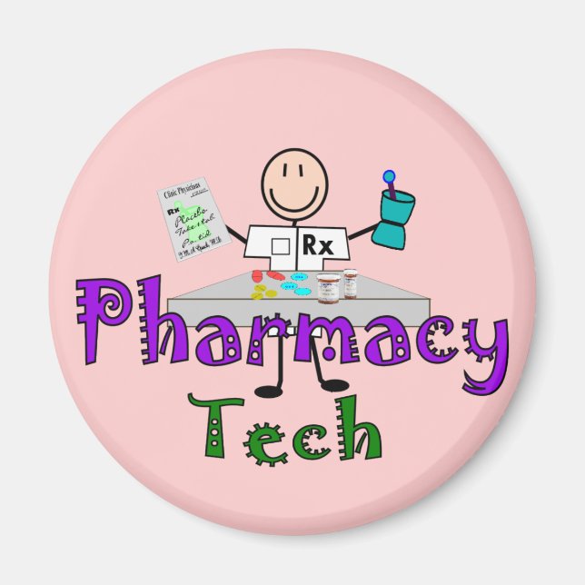 Pharmacy Tech Stick figurer Design Magnet (Framsidan)