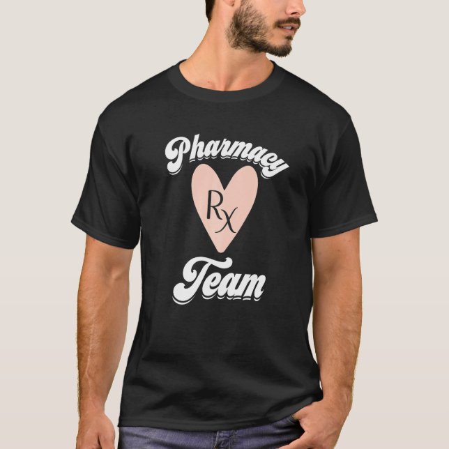 Pharmacy Tech Team Pharmacy Week Rx Rosa Heart App T Shirt (Framsida)