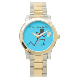 Pharmacy Tech Watch Stickman Running Blue Armbandsur