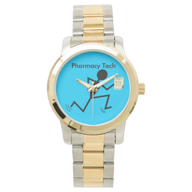 Pharmacy Tech Watch Stickman Running Blue Armbandsur (Framsida)