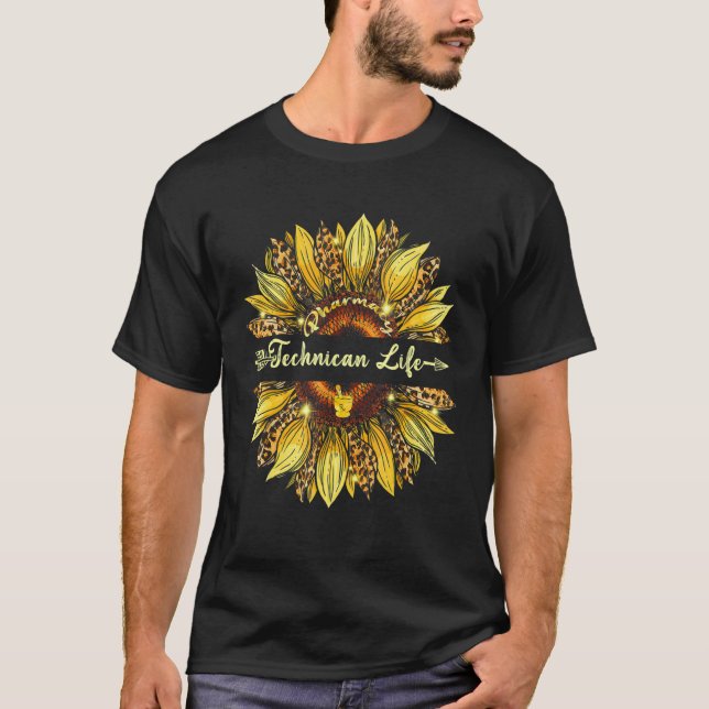 Pharmacy Technician Life Sunflower Leopard Decor A T Shirt (Framsida)